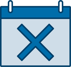 Icon of calendar with x