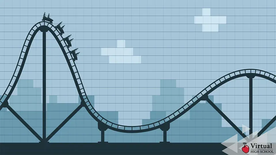 An image of a roller coaster in a city.